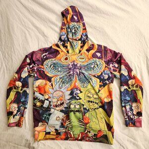 Rick & Morty Pickle Rick All Over Print  Men's Medium Graphic Sweatshirt Hoodie